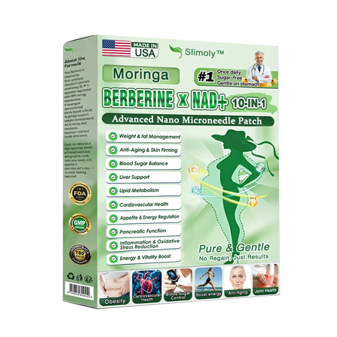 🔥Made in USA | Slimoly™ Moringa & Berberine 10-IN-1 Advanced Nano Microneedle Patch